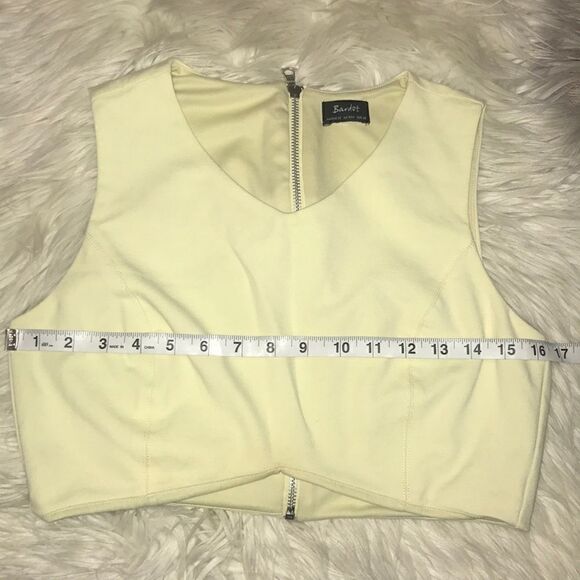 Bardot Crop Top, Exposed Zipper Sleeveless Top - Picture 5 of 5